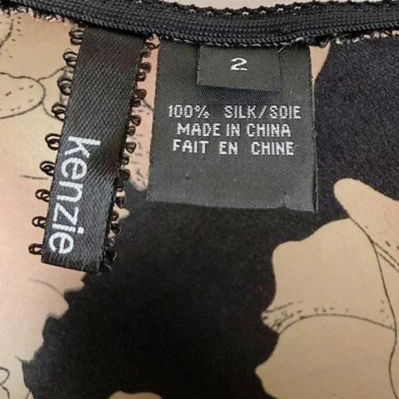 Kenzie 100% Floral Silk Zipper Camisole Sz 2 - Picture 5 of 7